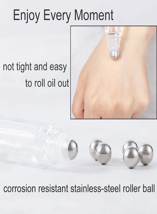 ZIZEMOJA 6Pcs 10ml Essential Oil Roller Bottles, with Stainless Steel Roller Balls, 10ml Clear Glass Roll on Bottles for Essential Oils, 1 Extra Roller Ball, 6 Labels, 1 Openers, 2 Droppers Included - Image 3